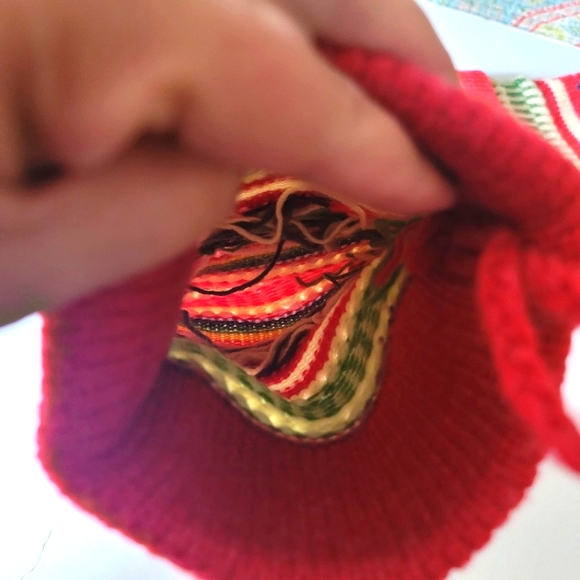 CHRISTMAS SALE! Christmas stockings set (2) red green wool knit holiday 20" - Picture 3 of 5